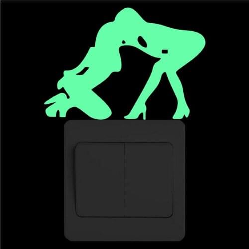 Glow in the Dark Sexy Hot Women Switch Sticker Cartoon Adult Pinup Girl Wall Sticker Decal Boy Girl Home Decor Luminous Sticker
