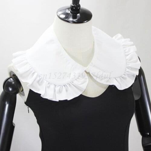 THINKTHENDO Japanese Womens Sweet Doll False Fake Collar Ruffles Trim Detachable Half Shirt