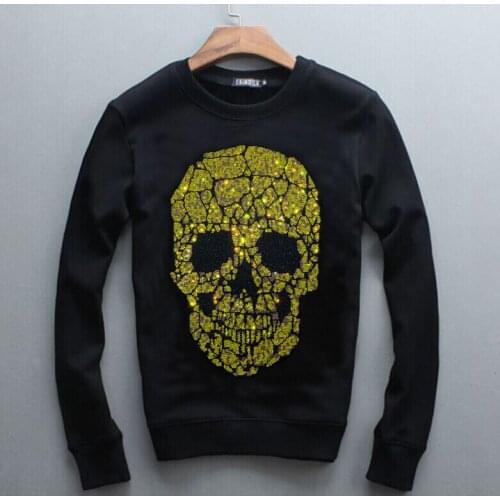 New Clothing Hot drill Hoodies man Skull Sweatshirt Hip-Hop Male Hoodies Pullover Casual Sportswear
