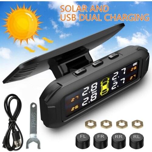 TPMS Solar Tire Pressure Sensor Monitoring System Tyre External Sensors Car TMPS