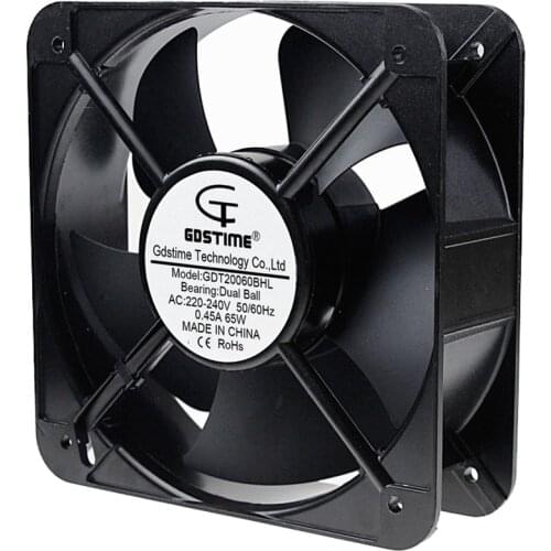 1PCS Gdstime 20cm 200mm AC 220V 20060 Dual Ball Bearing Case Cooling Fan