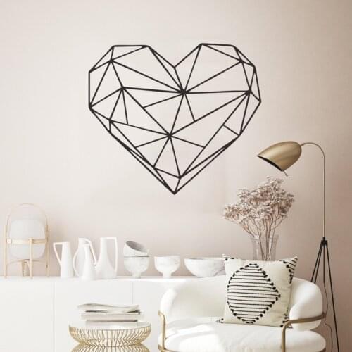 Geometric Love Heart Wall Decal Bedroom Living Room Office Simple Style Interior Decoration Vinyl Wall Sticker Removable
