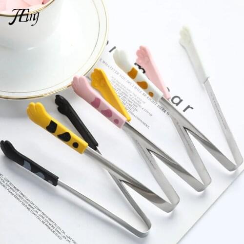 Japanese Cat Paw Shape Food Tongs Cute Cartoon Meal Tongs Stainless Steel Barbecue Tongs Kitchen Gadgets Kitchen Accessories