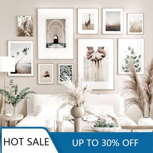 Grains of Sand Arches Grass Reed Palm Cactus Giraffe Nordic Wall Art Canvas Painting Poster Print Wall Decor For Living Room Dec