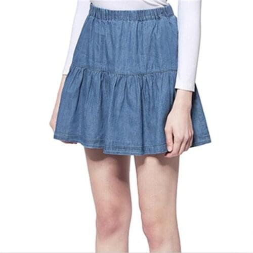 Women Summer Mini Denim Skirts Preppy Style All-Match Loose Ruffles Jeans Skirts 3 Color Solid Plus Size Skirts 5XL 6XL 7XL