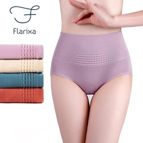 Flarixa 3D Honeycomb Massage Warm Palace Menstrual Panties Cotton Seamless Womens Underwear High Waist Abdomen Plus Size Briefs