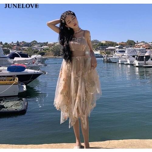 2021 Summer Chic Boho Spaghetti Strap Embroidery Women Tutu Dresses Chiffon Sleeveless Ladies Floral Dress Ladies Robe Vestidos