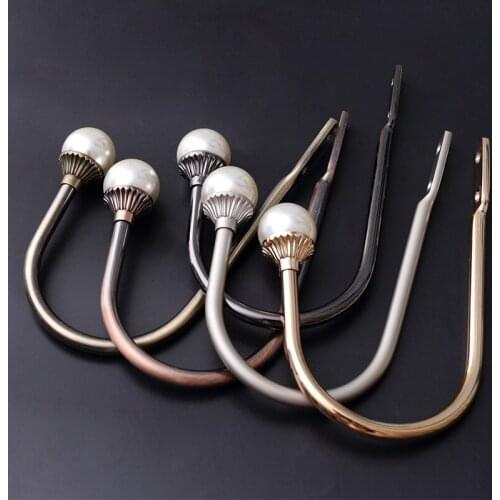 1 Pair Pearl Beads U Shape Curtain Hooks Pothook Wall Tiebacks Tassel Hanger Coat Hat Hook Curtain Accessories Holdback Decor
