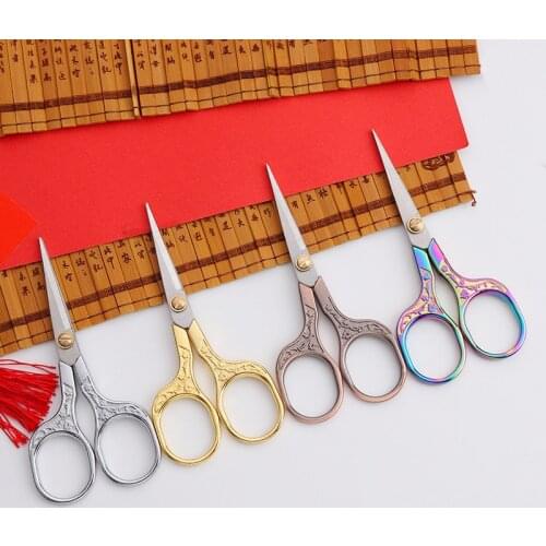 1Pc Color Titanium Stainless Steel Vintage Scissors Sewing Scissors for Needlework Tailor Shears Fabric DIY Tool Sewing Cutter