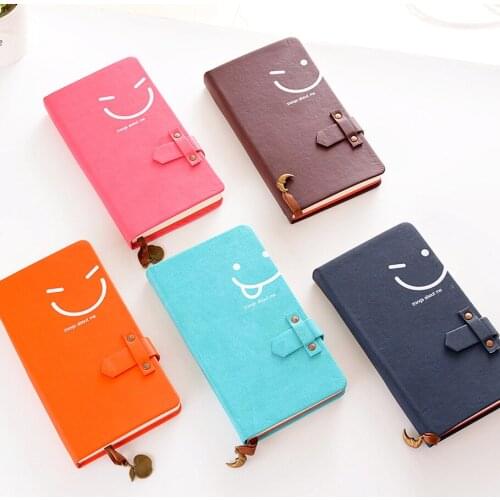 1pcs Korean Stationery Creative Gift Smiley Leather Notebook Stylish Minimalistic Laptop Notepad Wholesale