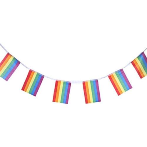 20pcs Rainbow Flag Strings Colorful Rainbow Peace Flags Banner Pride Flag Lesbian Gay Right Parade Hanging Bunting