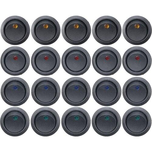 20pcs Car Boat Toggle SPST Switch 3 Pin Round Dot Switch LED ON/OFF Dot Switch with Waterproof Cap DC 12V
