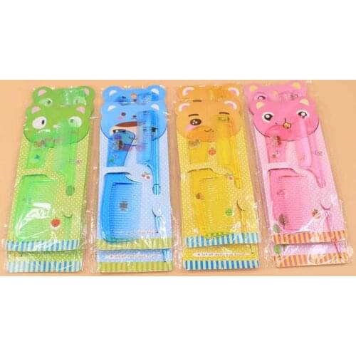 4Set 2Pcs/Set Brush Comb Cute Boy Girl Kids Gentle Soft Hair Brush Comb Set Newborn Babies Plastic Anti-static Cartoon Comb Sets