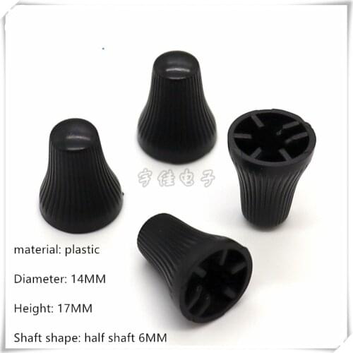 5 Piece 14×17MM black plastic half shaft knob potentiometer rotary encoder volume switch knob suitable for D axis 6MM