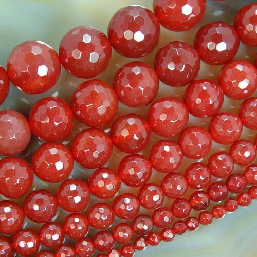 8SE11366 Faceted Red Stone Round Gems Beads 4mm 6mm 8mm 10mm 12mm 14mm 16mm Pick Size