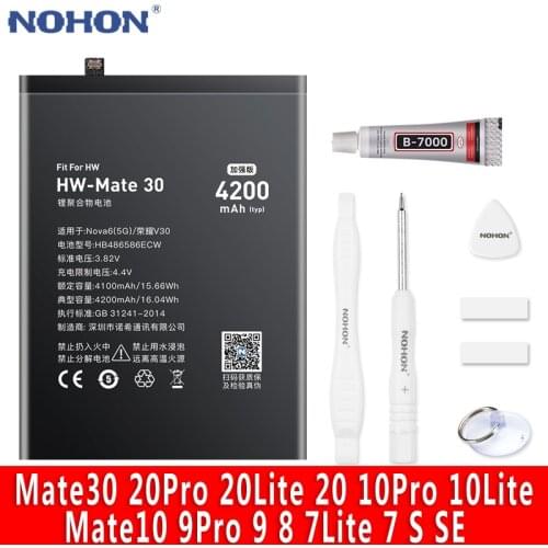 NOHON Battery For Huawei Mate 30 20 10 9 Pro 8 7 Lite S SE P30 20 Pro 10Plus Honor 6Plus 7X V10 Replacement Bateria HB456586ECW