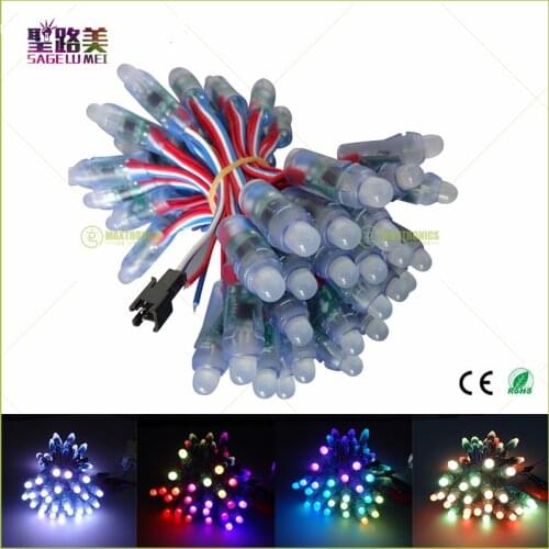 Free shipping 50pcs/lot DC12V 12mm WS2811 2811 IC RGB Led Module String Lighting Waterproof Digital Full Color LED Pixel Light