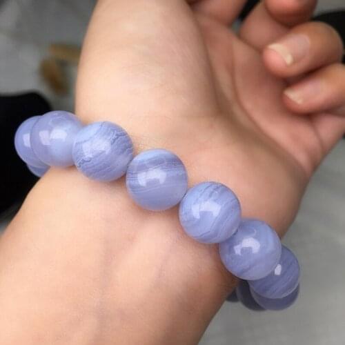 Wholesale Blue Pattern Natural Stone Bracelets Round Beads Bracelet Lucky Beauty for Women Girl Gift Simple Crystal Jewelry
