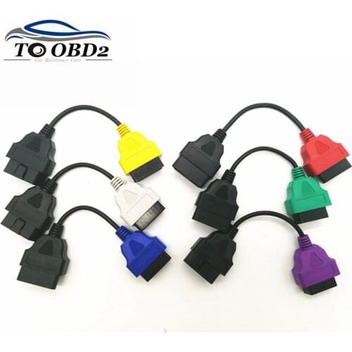 High quality 6pcs/Lot OBD2 Connector Diagnostic Adapter Cable for FIAT ECU Scan & Multiecuscan Adaptor for Fiat 6 colors Cables