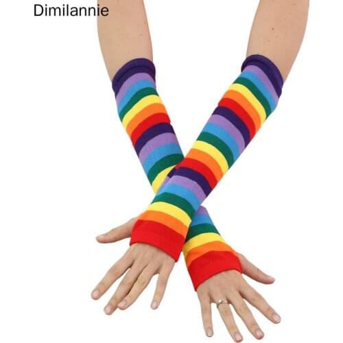 Fashion Lovely Ladies Girl Knitted Long Gloves Winter Warm Women Arm Elbow Warmer Fingerless Dance Gloves Mittens Cute Sock