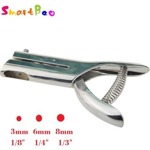 3/6mm Circle Hole Punch for PVC Card, Protective Film, Tag, Heavy Duty Utility Punch, 1/4 Inch and 1/8 Inch Round, 2 Inch Reach