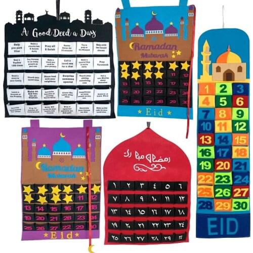 2021 calendar Ramadan Decoration EID MUBARAK felt calendar Ramadan kareem hanging Countdown Calendar Muslim Gifts EID decor