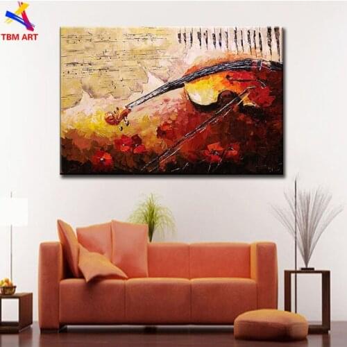 Music Picture Large Hand painted Modern Abstract Oil Painting on Canvas for Living Room Wall Art Home Decoration Gift SL104