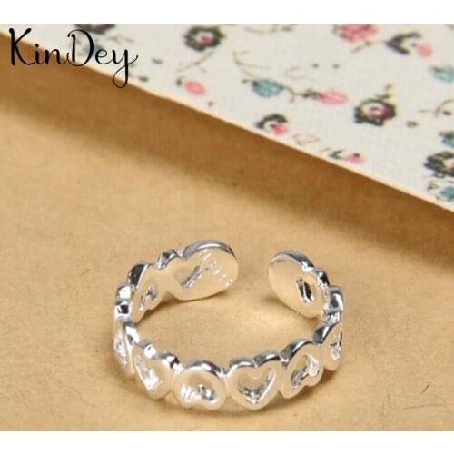 Kindey Bijoux 2020 Simple Style Silver Color Heart Rings For Women Gifts Large Adjustable Finger Rings