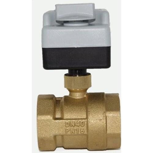 DN40 AC220V 2-way Electric Motorized Ball Valve Three-wire Two Control For Air Conditioning with Manual Switch