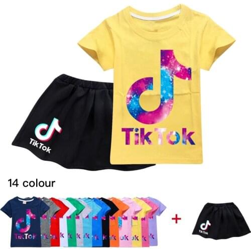 TIK TOK Girls Clothing Sets Summer Kid Clothes Baby Outfit Sport Suit Children Clothing Kids Set Girl T Shirt + Skirt