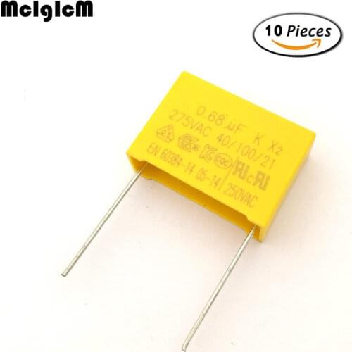 MCIGICM 0.68uF 10pcs capacitor X2 capacitor 275VAC Pitch 22mm X2 Polypropylene film capacitor 0.68uF