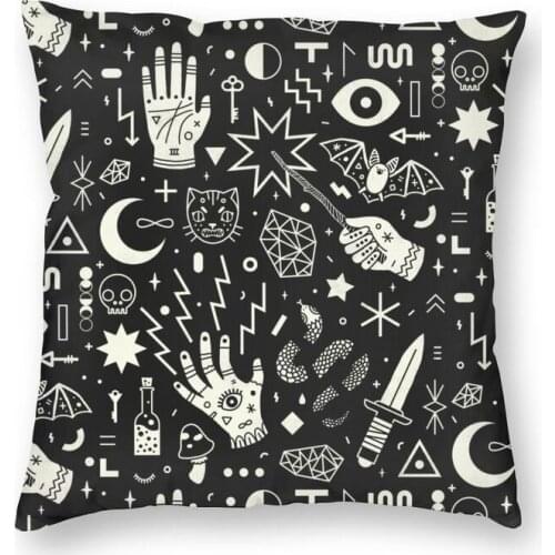 Halloween Witchcraft Witch Square Throw Pillow Cover Home Decor 3D Two Side Printed Occult Witchy Magic Cushion Cover for Sofa