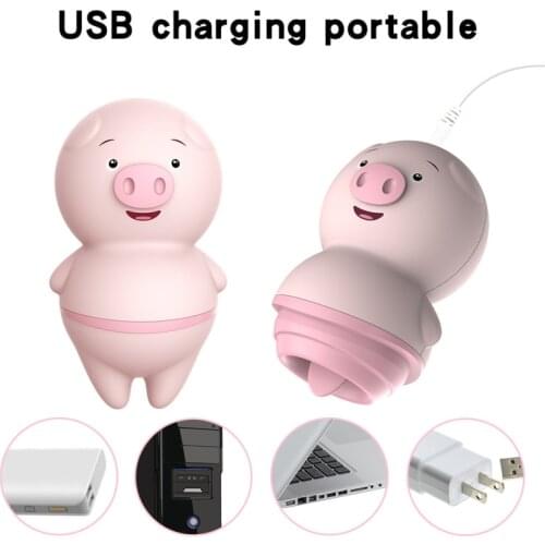 Tongue Licking Vibrators For Women Clitoris Stimulator Vaginal Clit Nipple Sucker Massager Piggy Shaped Adult Sex Toys