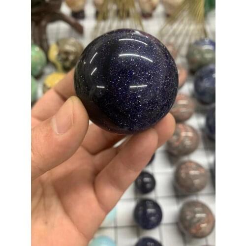 Lucky Stone Gemstone Blue Goldstone Sand Sphere Crystal Globe Ball Chakra Healing Reiki Stone Carved Crafts,Mineral