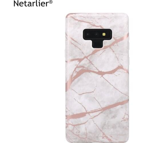 Netarlier IMD Fitted Case For Samsung Galaxy Note8 note9 S9 S9Plus Black Gold Chrome Marble Design Matte Protective Phone Cover