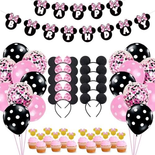 Minnie mouse 1st birthday party supplies baby girl favor decor sets Minnie mouse party paper plates cups baby shower supplies