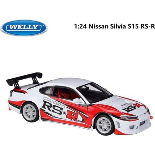 WELLY Diecast 1:24 Car Model Car Nissan Silvia S15 RS-R S High imulator Classic Alloy Metal Toy Sports Car Boy Toys Collection