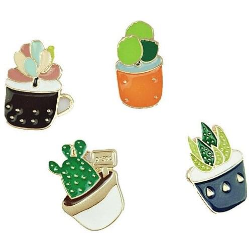 Fashion jewelry bag shirt collar jean accessories enamel cactus brooch pin