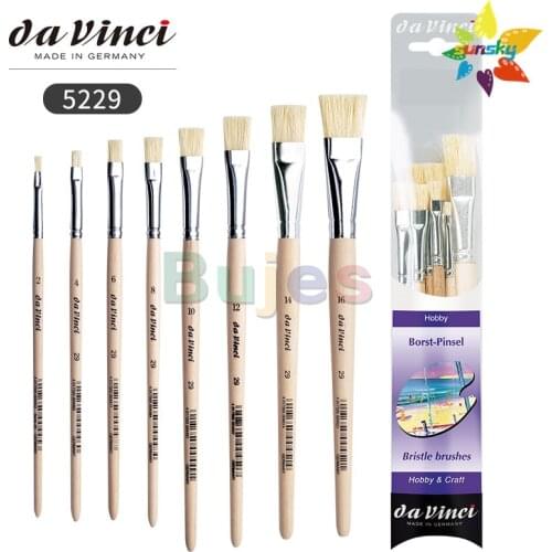 Original Germany da vinci Brush Set No.5229 Bristle hair Flat head Oil painting brush set Hobby and Craft Tough and tensile