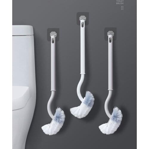 Wall-Mounted Curved Long-Handled Toilet Brush Toilet Cleaning Brush Creative No Dead Angle Soft Bristles Cleaning Toilet Brush