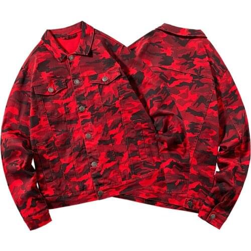 New cotton camouflage jacket Trendy denim Coats Casual Loose Streetwear youth fashion Outerwear Long Sleeve Turn-down collar