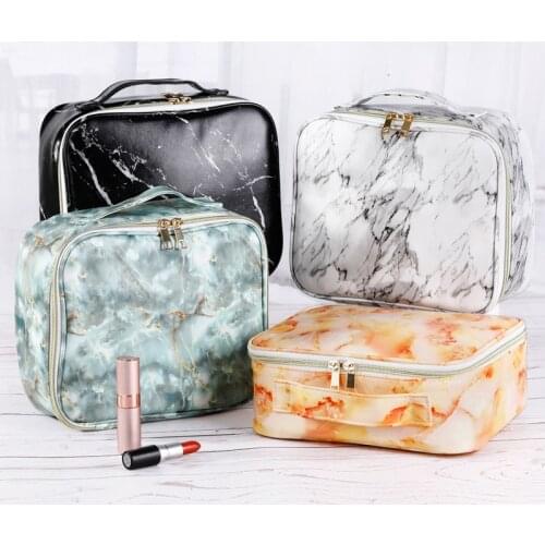 New Marble Pu Cosmetic Bag AB Paragraph Large Capacity Waterproof Portable Storage Toiletry Bags Wholesale Custom