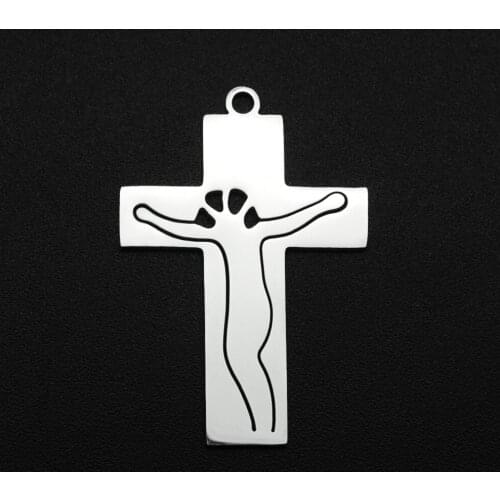 5pcs/lot 100% Stainless Steel 20x30mm Jesus Cross DIY Charm Pendant Wholesale Top Quality Jewelry Bracelet Making Charms