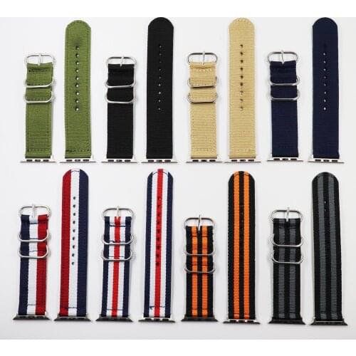 Nato Nylon Watchband For iWatch 4 3 2 1 For Apple Watch Band 38mm 40mm Watch Strap 42mm 44mm Black Wrist Bracelet
