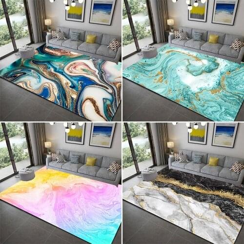Luxury Area Rug For Living Room Gold Glitter Marble Center Rug Black Grey Modern Bedroom Carpet