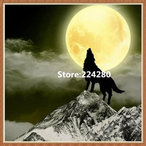 Needlework,embroidery,DIY The snow capped mountains Wolf Animal Cross stitch kits,Art Pattern counted Cross-Stitching decor