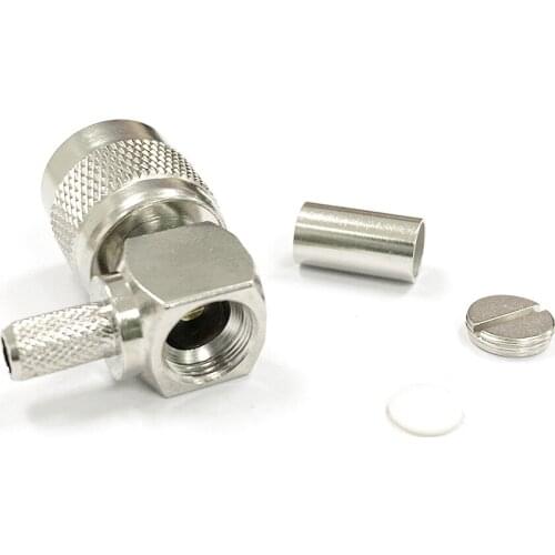 TNC Male Plug RF Coax Connector Crimp for RG58 RG142 LMR195 Cable NEW Right Angle Nickel