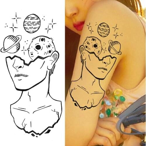 3D Galaxy Face Temporary Tattoos Sticker For Women Men Fashion Body Art Arm Chest Tatoo Realistic Fake Waterproof Planets Tattoo