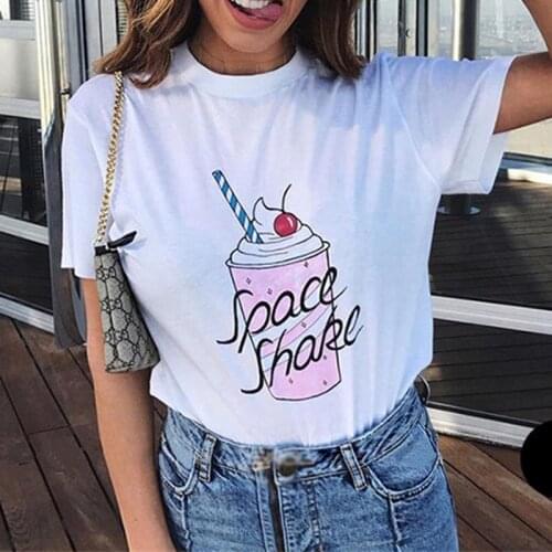Women T-Shirt Pullover Ice Cream Print T-Shirts For Girls Summer Short Sleeve Casual Clothing Plus Size O-Neck Tee Shirt Femme