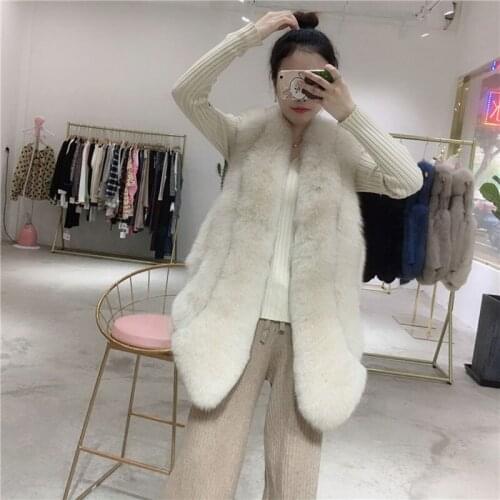 Women Clothes Real Coat Autumn Winter Warm Full Pelt Fox Fur Vest Vintage Coats Jacket Manteau Femme Hiver ZL611